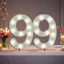 Leuchtende LED-Zahl 1-99 XXL zum Aufstellen, Hängen & Gestalten, Holz Weiß Deko