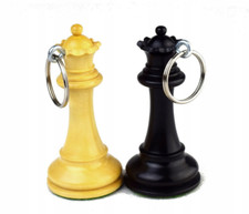 2x ROOGU Black&White Schlüsselanhänger echt Schachfigur Dame Buchsbaum Indien XL