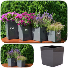 Blumenkübel Anthrazit Eckig Hochglanz Übertopf Einsatz SET 4 Größen Blumentopf