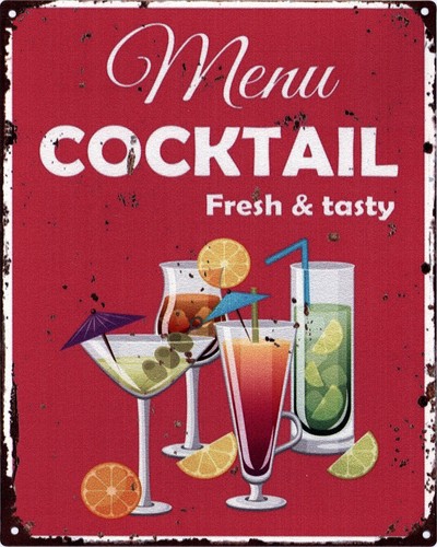 Retro blechschild cocktail - retro,