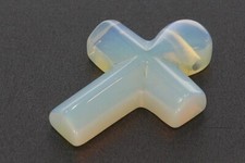  Opal Glas Kreuz Edelstein Schmuck Anhänger gebohrt 35x25mm 