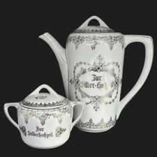 Zur Silberhochzeit: Kaffeekanne / Kanne und Zuckerdose im Set