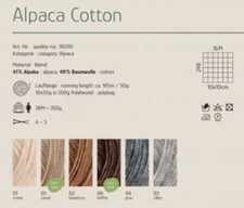 Austermann ALPACA COTTON 50g 41% Alpaka/ 49% Baumwolle sehr weich Nd.4-5