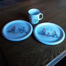 Pfalzkeramik Gartenzwerge, 2 Kuchenteller + 1 Kaffeebecher/Tasse
