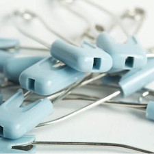 10 Baby Sicherheitsnadeln - 56mm - Hellblau, Weiß oder Rosa Maschenmarkierer