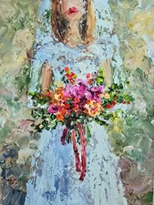 Brautstrauß Ölmalerei 15x20