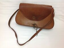 alte echt Leder Umhängetasche  Vintage Handarbeit punziert 70iger Retro Style