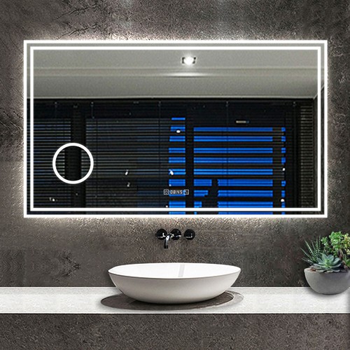 Led badspiegel mit - led, uhr