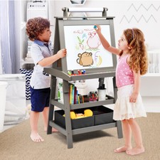 3 in 1 Kinderstaffelei Kindertafel Standtafel Kreidetafel mit Aufbewahrungsboxen
