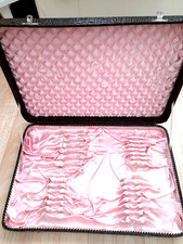 DDR großer schöner alter leerer schwarzbrauner Besteckkasten für 24 Besteckteile