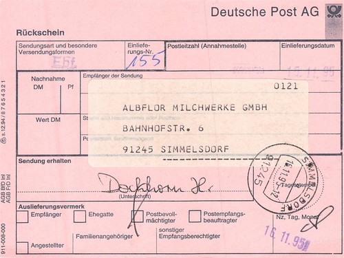 732651 bund rückschein aus - bund,
