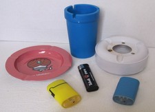 3 Aschenbecher + 3 Sturmfeuerzeuge Feuerzeuge - Raucherbedarf - Rauchen Zubehör