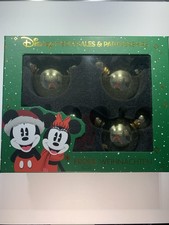 Disney Micky Maus Weihnachtskugeln Weihnachtsschmuck aus Glas, Farbe Gold, 4 St