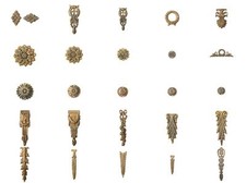 Antik Möbel Alt Messing Verzierung Ornament Applikation Metal Biedermeier Empire