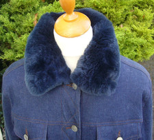 Rolf Schulte, Jeansjacke, blau, Pelz, Rex Rabbit, Gr. 40, neu