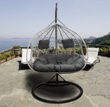 Hängesessel mit Gestell XXL Hängeliege Hängestuhl mit Polster Kissen Schutzhülle