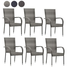 2 4 6 X Gartenstühle Stapelbar Poly Rattan Sessel Rattanstühle Stuhlset Stuhl