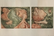 Original Lithographie Treffen