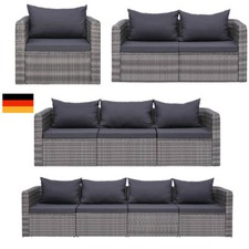 Poly-Rattan Sofa mit Kissen 2/3/4-Sitzer Garten Loungesofa Metall Polyester DE