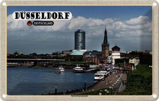 Blechschild 20x30 cm Düsseldorf Rheinuferpromenade Bildmotiv Reisemotiv Abenteue
