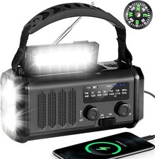 Kurbelradio 10000mAh Solar Radio Power Bank Camping Lampe Kompass Licht SOS