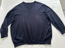 MAERZ Fein-Strickpullover Herren GR. 66  Merinowolle dunkel blau V-Ausschnitt