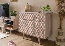 Kommode Akazie Sideboard holz Mosaik Muster Retro Look massiv