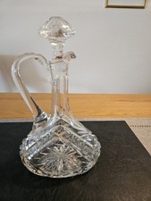 Antike Kristallkaraffe geschliffen  mit Henkel 