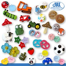 Dill Knöpfe für Kinder Kinderknopf Kunststoff Holz Tiere Fahrzeuge Blumen Herz