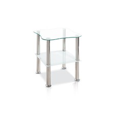 Beistelltisch Couchtisch Nachttisch Glas Ablageboden Metall Fußgestell Sofatisch