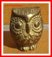 EULE Uhu KAUZ Deko FIGUR aus MESSING Kunsthandwerk BREIT ca. 92 Gramm VINTAGE