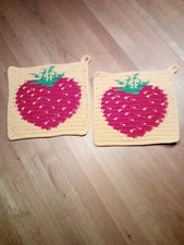 Topflappen Erdbeeren, Obst , 100 % Baumwolle