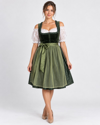 Tlg samt dirndl grün weiß - samt,