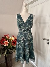 Zero Cocktailkleid edles festliches Kleid mit schwingenden Rock Petrol geblümt