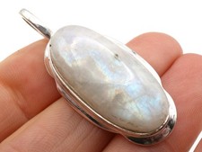 GJ69 GW MONDSTEIN OVAL,REGENBOGEN  FINISH  925 SILBER-ANHÄNGER +KETTE / LEDER!