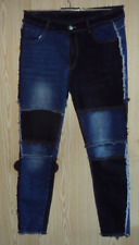 Stretch Jeans, Patchwork Jeans, Flickenjeans, Stretchhose,Blau/Schw.,Größe 40/42