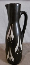 DDR  Piesche & Reif Vase mit Henkel Krug  Keramik  geritzt signiert 60er  22cm.