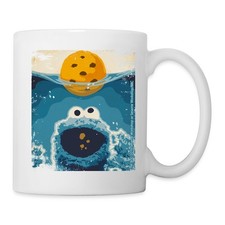 Sesamstraße Krümelmonster Hai Humor Witzig Tasse, One size, Weiß