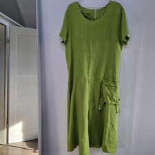 Leinen Kleid grün Gr. M 40 42 44 L Boho Hippie Sommer Midi Maxi Lagenlook