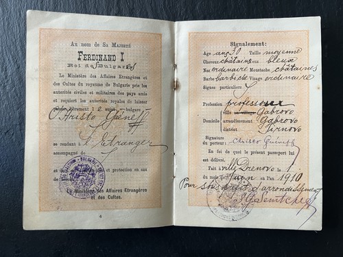 Bulgarian passport 1910 - passport,