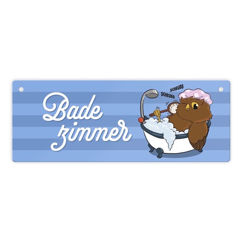 Eule badewanne metallschild - eule, in