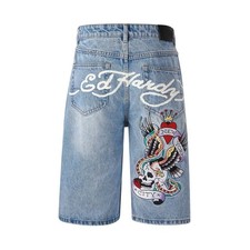 Ed Hardy NYC Skull Short Jeans Herren kurze Hose bleach blue 17908
