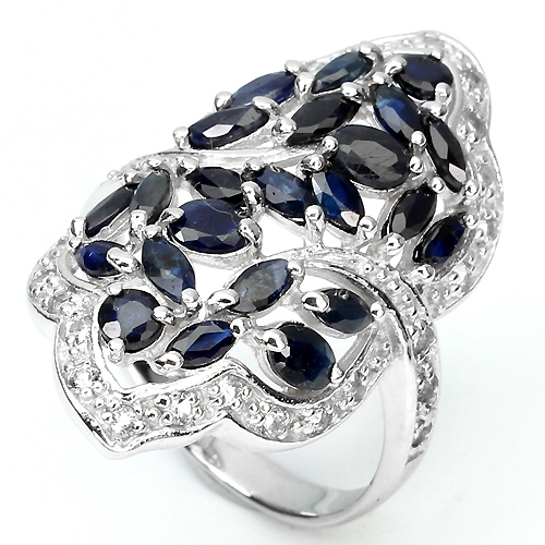 Ring blauer saphir weißtopas - blauer,
