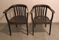 2 St tolle Bugholz-Sessel im Thonet-Stil – Fabrikstempel 1950, Vintage Originale