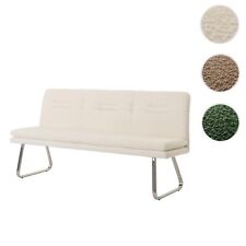Sitzbank HWC-H70 Esszimmerbank Bank Lehne Stoff Bouclé Edelstahl gebürstet 180cm