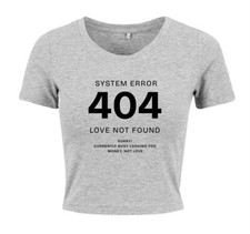 bauchfreies Ladies Cropped Tee Shirt mit Druck SYSTEM ERROR