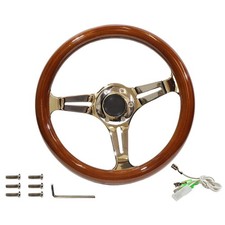Oldtimer Lenkrad Holzlenkrad Bootslenkrad Boot Edelholz mit Chromspeichen, 33cm
