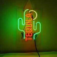 Tequila Kaktus Neon Sign Bier Bar Wand Dekor Leuchtreklame Werbeleuchten 14"x7"