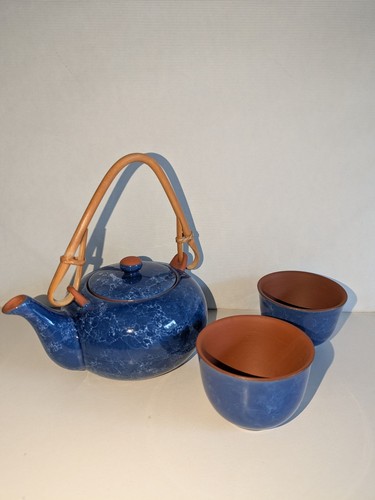 Kleine teekanne blau meliert - kleine, teekanne,
