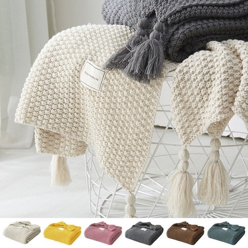 Weiche kuscheldecke mit quaste - mit,